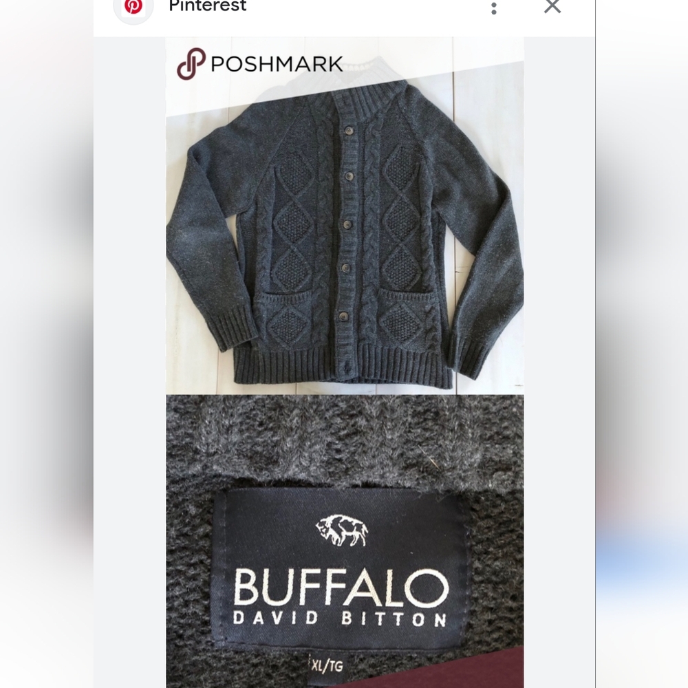 Buffalo David Bitton Men's W-IVIL Sweater/ Cardigan Size M Gray